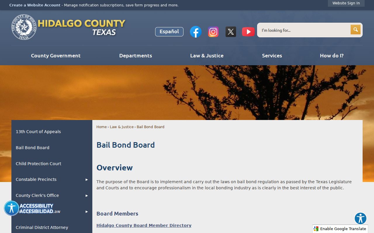 Hidalgo County bench warrant bond and Bail Bond Board resources