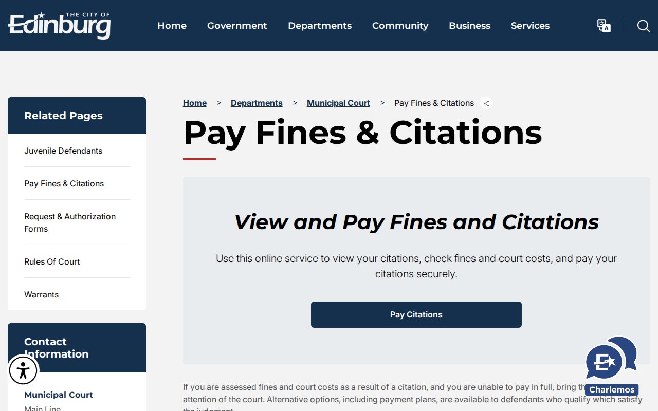 Edinburg warrant records citation lookup and payment route