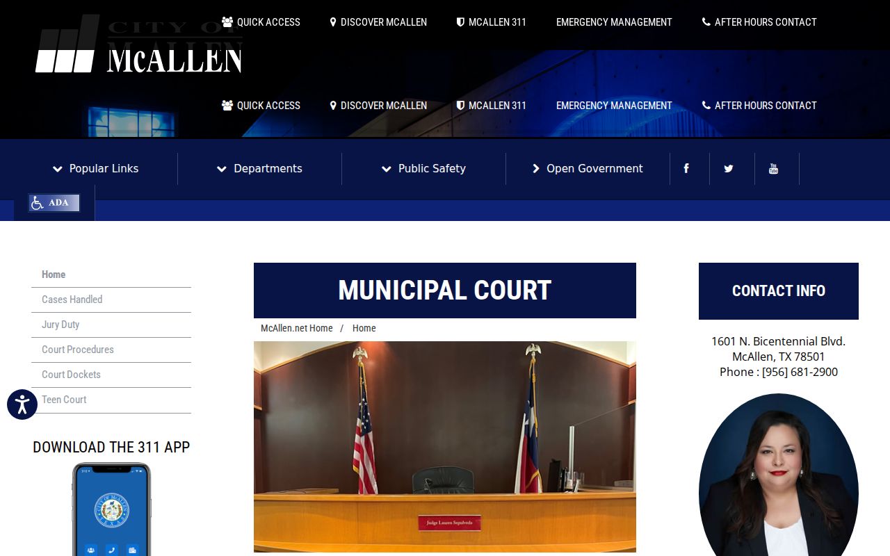 McAllen warrant records municipal court contact and records request details