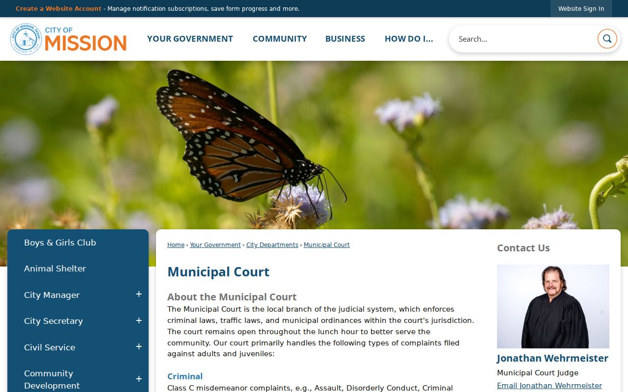 Mission warrant records and municipal court jurisdiction in Hidalgo County