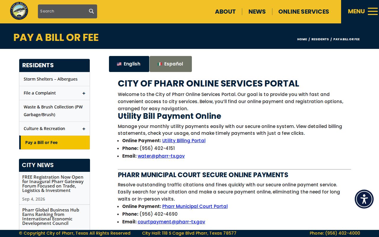 Pharr warrant records secure municipal court payment route